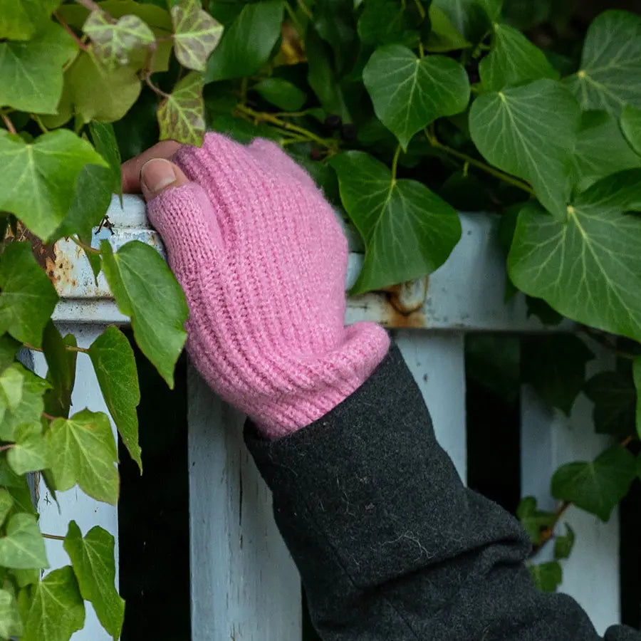 Recycled mix pink marl wrist warmers by Piece of Mind