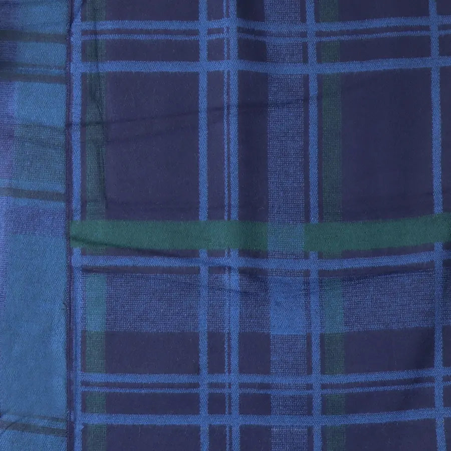 Blue and green classic check scarf for men