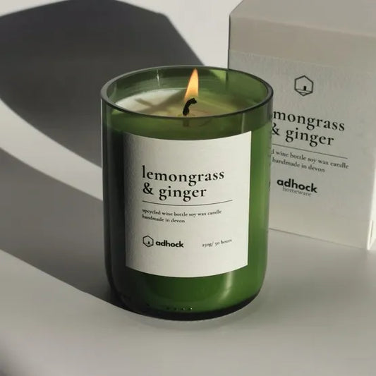 Lemongrass & Ginger Wine Bottle Candle by Adhock homeware