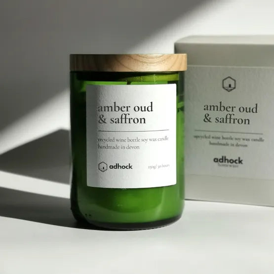 Amber Oud & Saffron Wine Bottle Candle by Adhock homeware