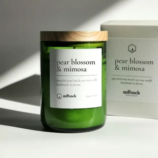 Pear Blossom & Mimosa Wine Bottle Candle by Adhock homeware