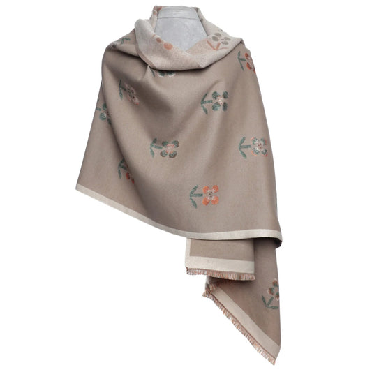 Floral print beige/cream scarf