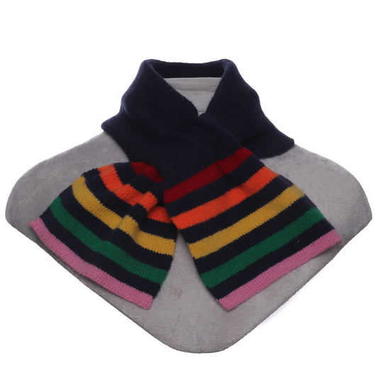 Rainbow pull through knitted scarf