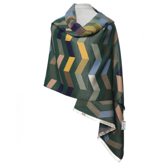 Dark green & multi coloured Chevron scarf