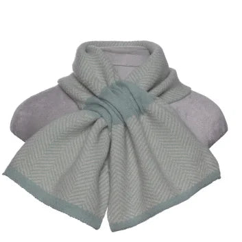 Herringbone design duck egg green pull through scarf