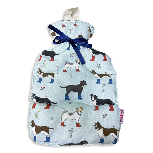 Wellie boot Dogs Lavender wheat bottle bag