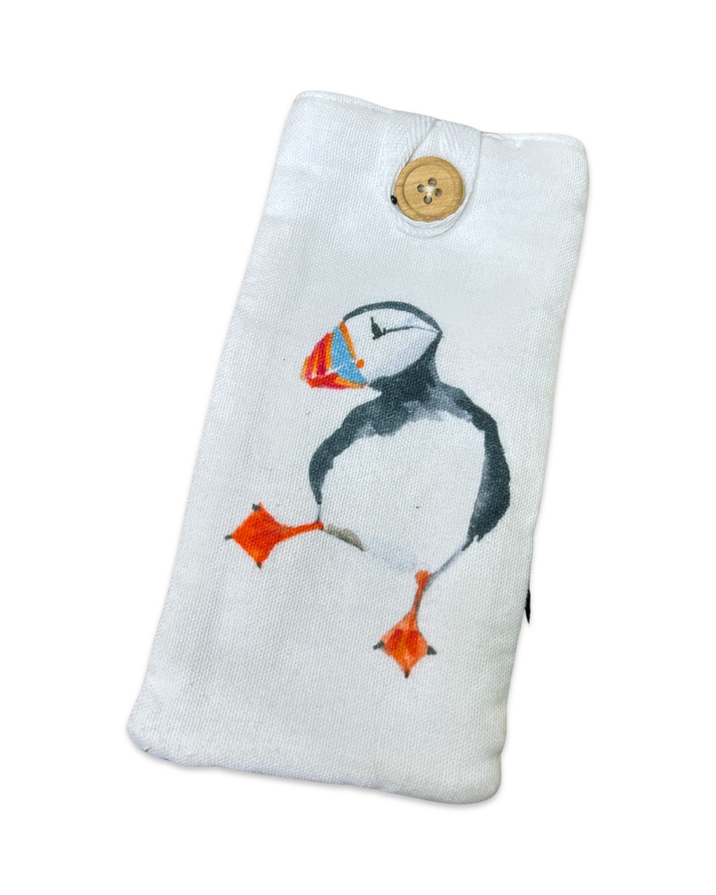 Puffin fabric glasses case