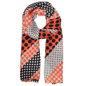 Spotty black & orange light weight scarf