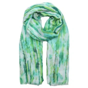 Green & gold brush stroke lightweight scarf