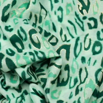 Green & gold animal print light weight scarf