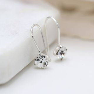 Sterling silver clear crystal little drop earrings