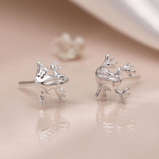 Sterling silver tree frog earrings