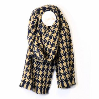 Navy mix dogtooth weave scarf