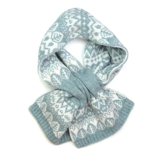 Duck Egg Blue Fair Isle Knit Pull Through Scarf by piece of mind ltd