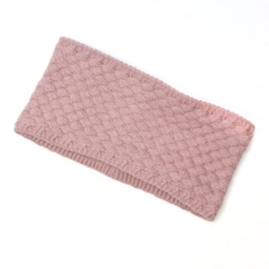 Dusky Pink Basket Weave Knit Viscose Blend Lined Cosy Headband