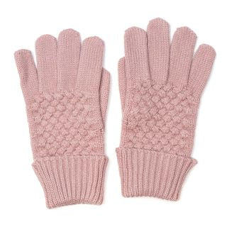 Dusty pink basket weave gloves with a ribbed cuff